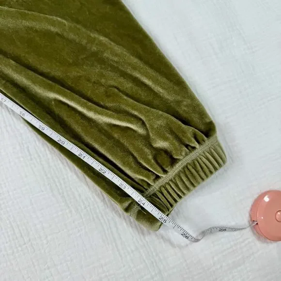 Araminta James Velour Jogger Olive Green Women’s Small Pockets Y2K Velvet Lounge - Picture 11 of 13